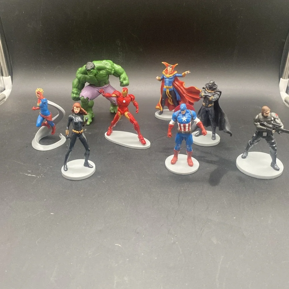 Marvel Disney Avengers Action Figures HULK- Lot Of 8 PVC Cake Toppers Dr Strange